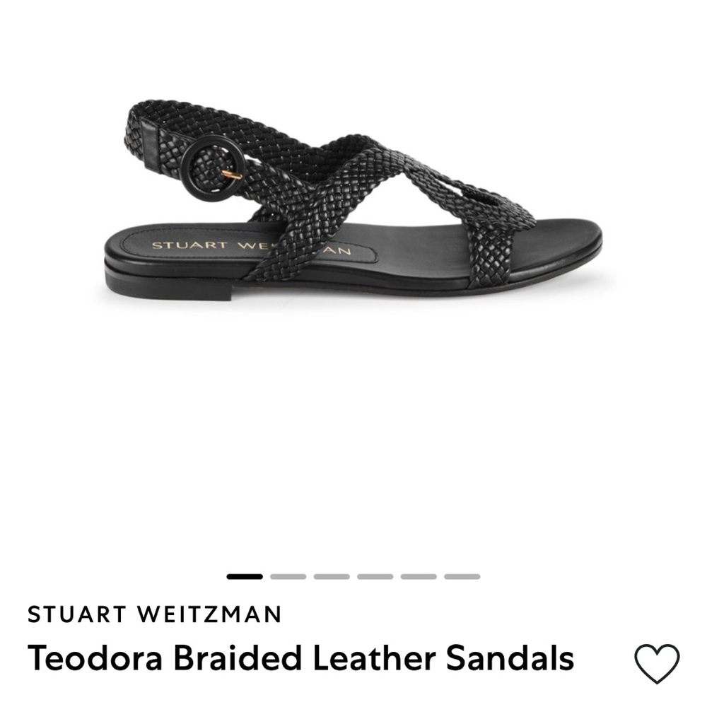 Stuart Weitzman braided black leather sandals.